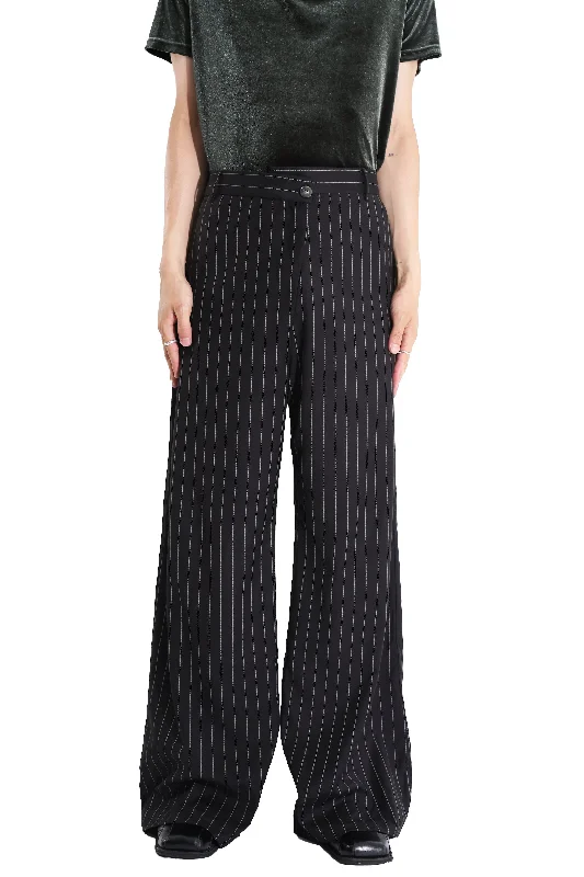 Custom Outdoor Utility Pants-STRIPED WIDE FLARE TROUSERS