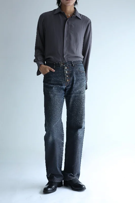 Custom High-Waisted Joggers-JEAN PAUL GAULITIER PRINTED STRAIGHT DENIM PANTS