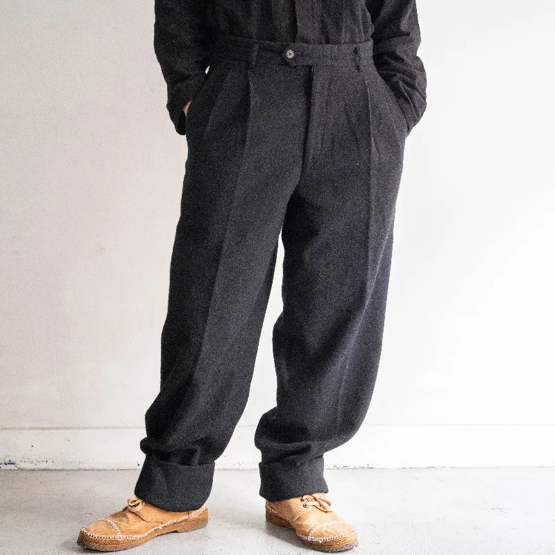 Custom Tactical Work Pants-1980-90s japan vintage black wool 2 tack pants