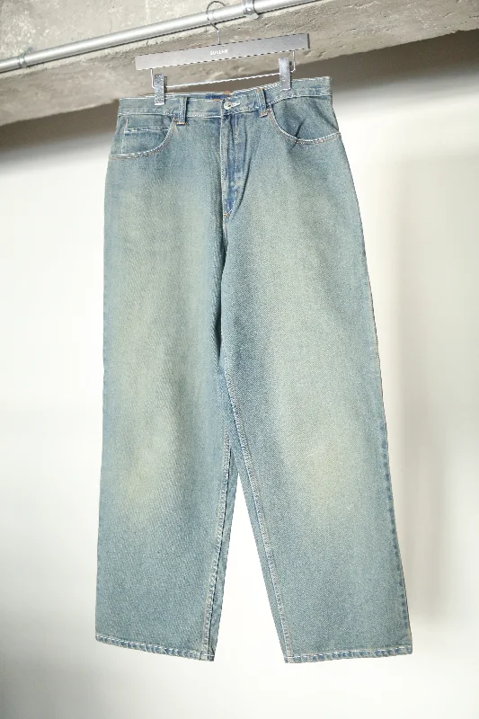 Custom High-Waisted Pants-90's WASHED BAGGY JEANS