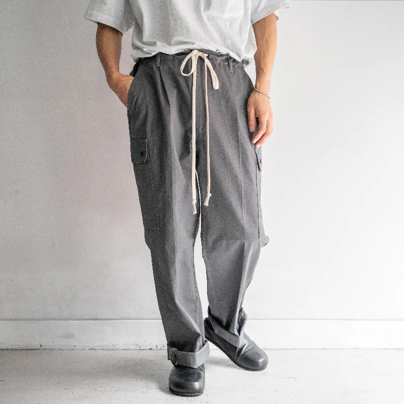 Custom Elastic Waist Pants-1990-00s Germany police gray color cargo pants -waist code remake-