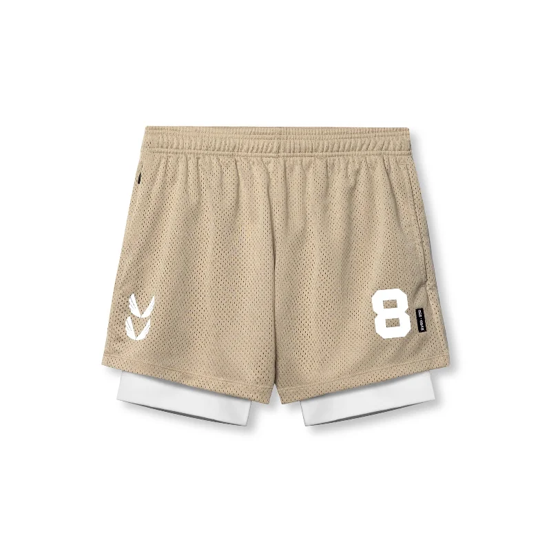 Custom Shorts with Bold Graphics-0848. SilverPlus™ Mesh 5" Liner Short - Khaki/White