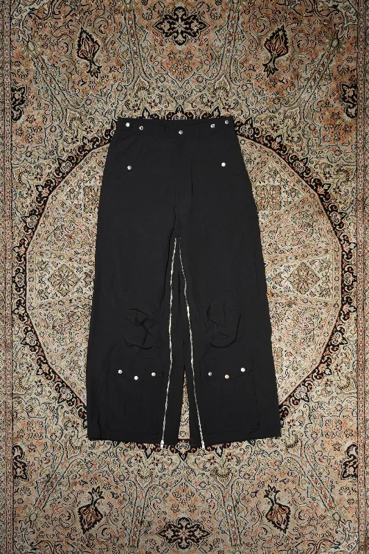 Custom Recycled Pants-SUGARHILL PARACHUTE NYLON TROUSERS (BLACK)