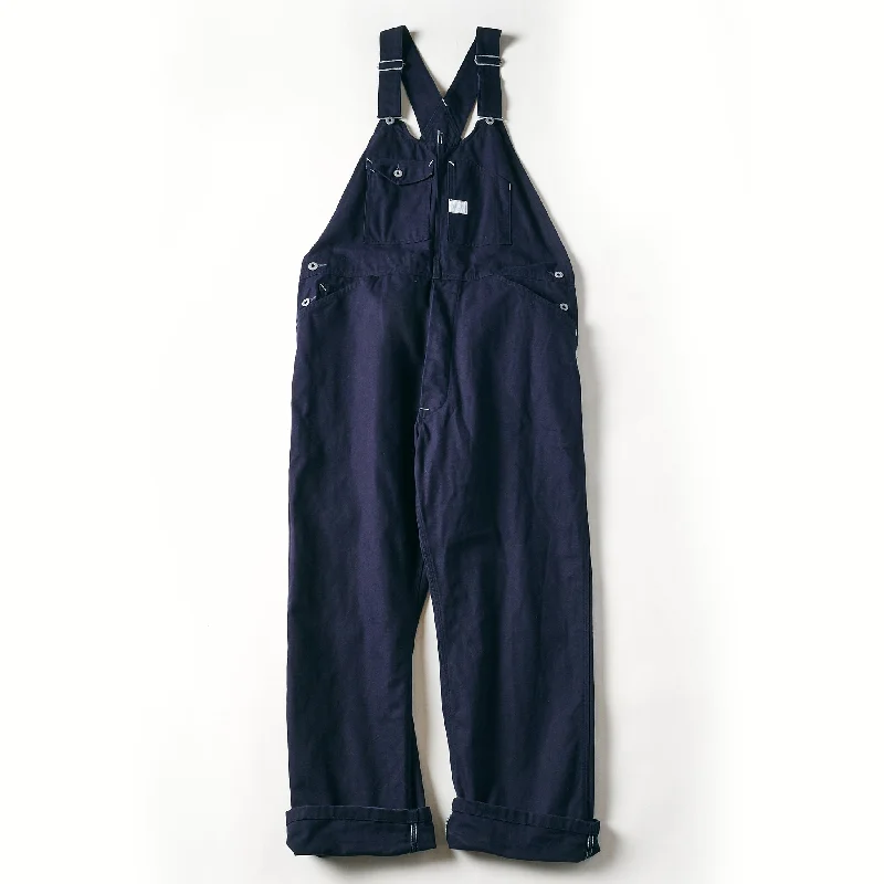 Custom Flared Pants-#1402-COD No.2 Overalls : cotton canvas dark navy