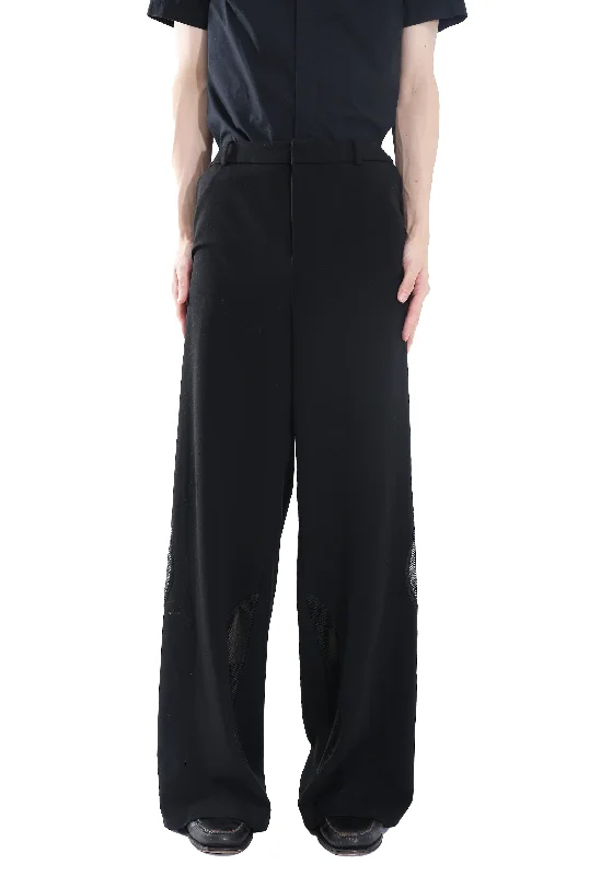 Custom Athletic Fit Work Pants-MESHED SWTCHING FLARE TROUSERS