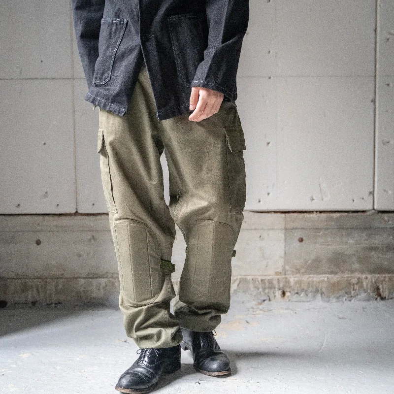 Custom High-Waisted Pants-1980-90s Italian military khaki color parachute pants