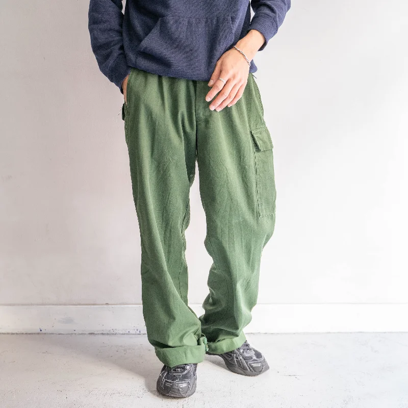 Custom Waterproof Cargo Pants-1990s German police green color cotton × poly cargo pants -with belt-