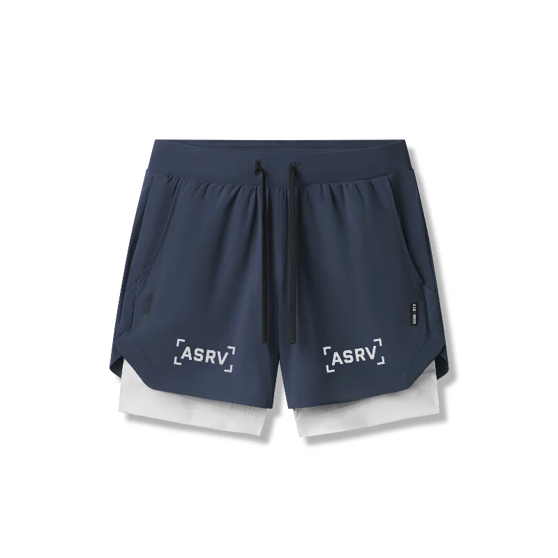 Custom Fitted Shorts for Women-0865. Tetra-Lite® 5" Liner Short - Navy "Bracket"/White