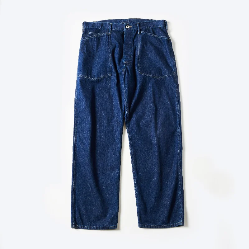 Custom Everyday Jogger Pants-#1301-8DI ARMY Pants : blue denim w/OD-yellow stitch indigo