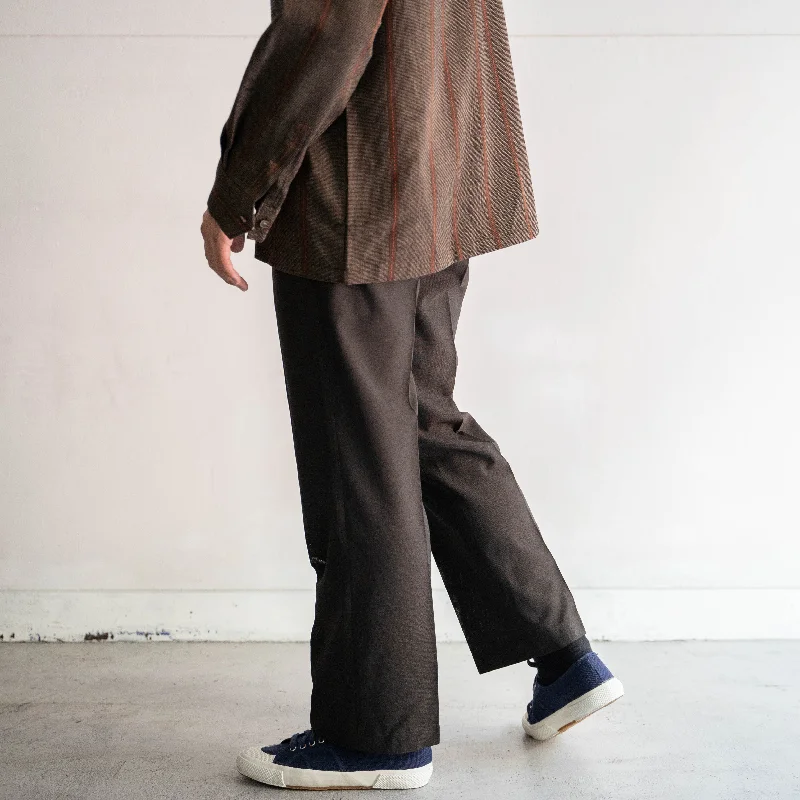 Custom Sports Performance Pants-around 1970s Japan vintage brown color wool slacks 'light weight' -dead stock-