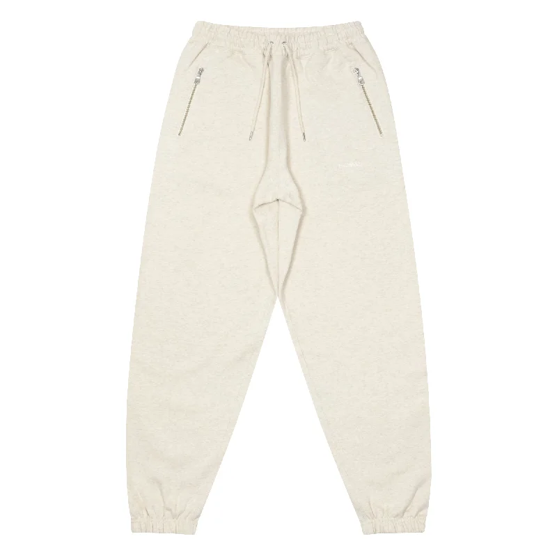 Custom High-Waisted Joggers-Small Logo Sweat Pants (oatmeal)