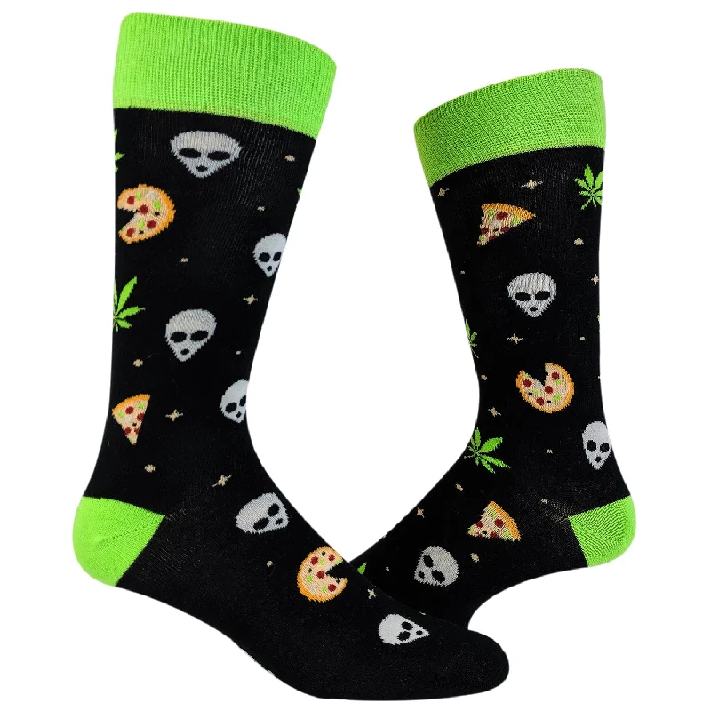 Custom Trendy Casual Socks-Womens Pizza Weed Alien Socks