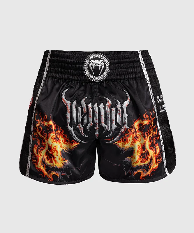 Custom Shorts with Reflective Details-Venum Gladiator 5.0 Muay Thai Shorts - Black/Neon Orange