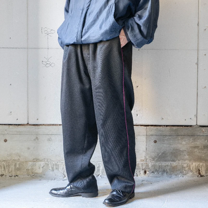 Custom Relaxed Fit Cargo Pants-2000s German military black side line ceremony pants 'dead stock'