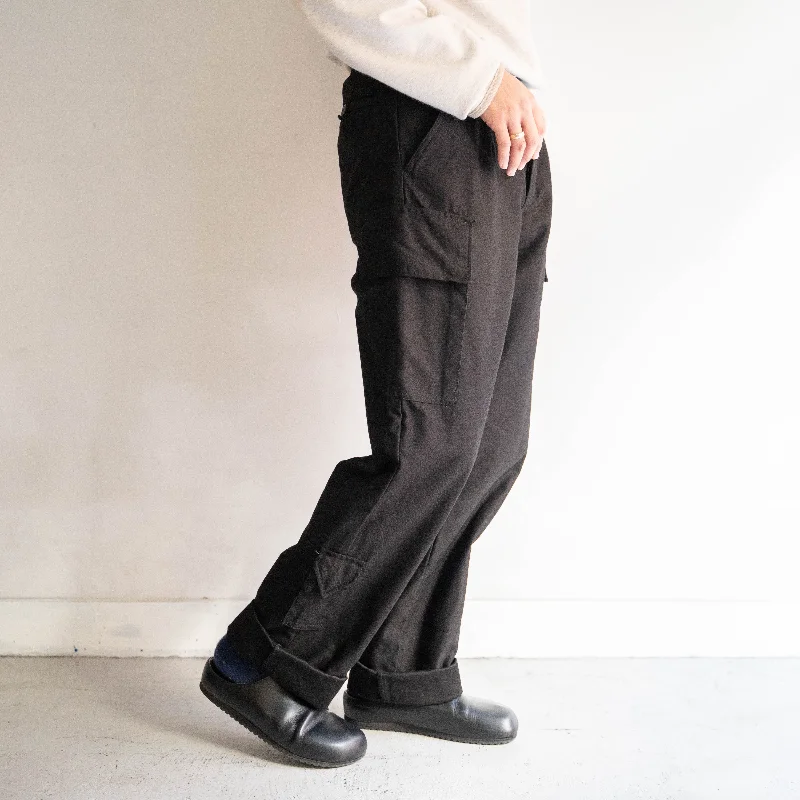 Custom High-Waisted Joggers-1970-90s Dutch military knife pocket cargo pants -black dyed- 'dead stock'