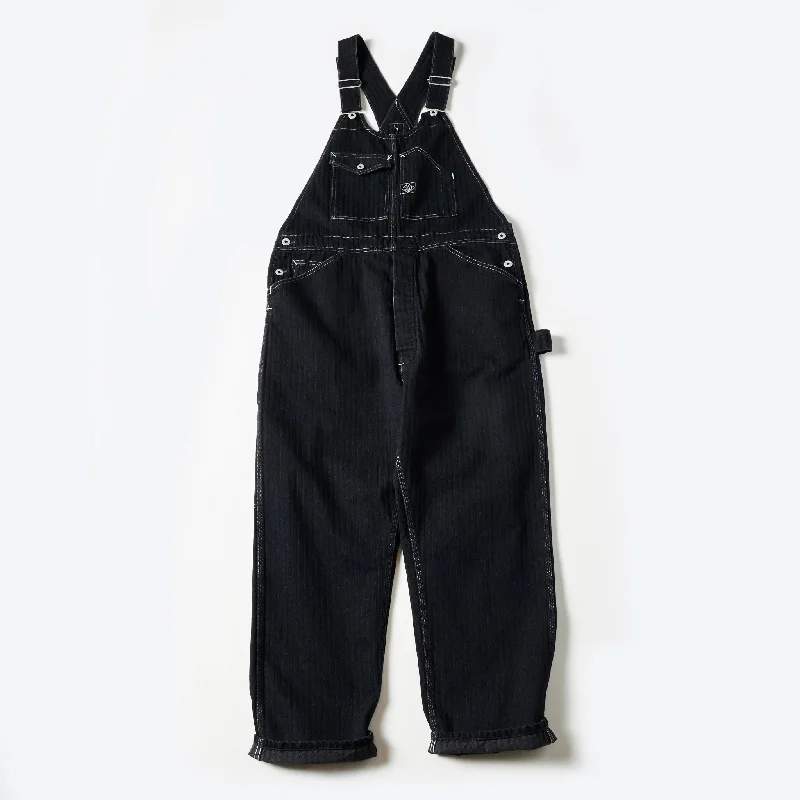 Custom Custom Workout Gear Pants-#1402-HBB No.2 Overalls : herringbone denim black