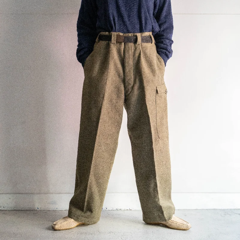 Custom Designer Pants-1950s Italian military wool battle dress pants 'dead stock' -with belt loop-