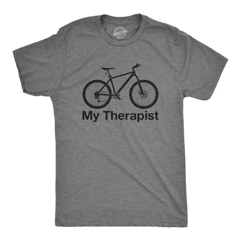 Custom T-Shirts with Meme Designs-My Therapist Bicycle Men's T Shirt