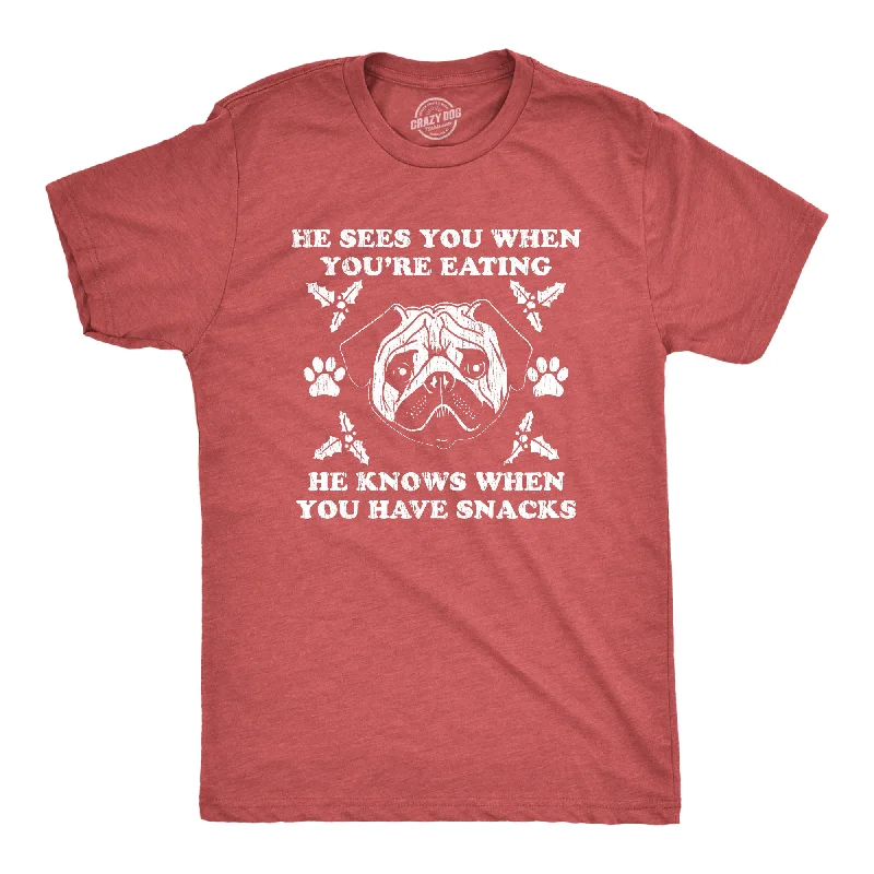 Custom T-Shirts for College Events-He Sees You When You're Eating Men's T Shirt