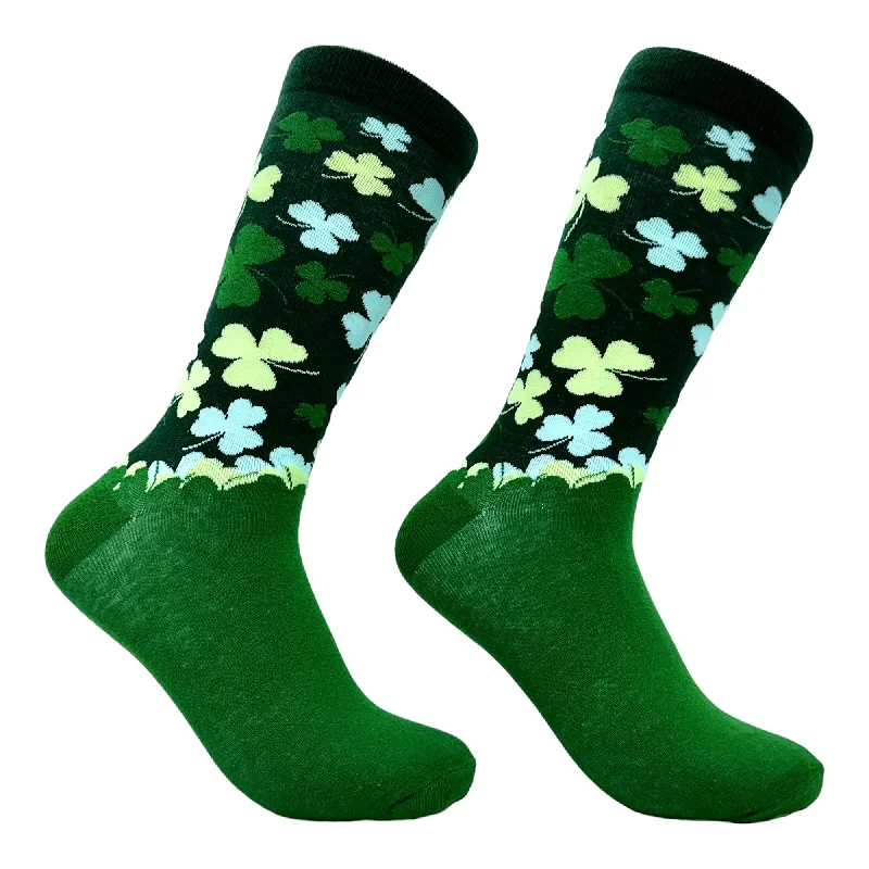 Custom Soccer Socks-Mens Funny Socks Falling Clovers St Patricks Day Novelty Socks For Men (Falling Clovers) - Mens (9-11)