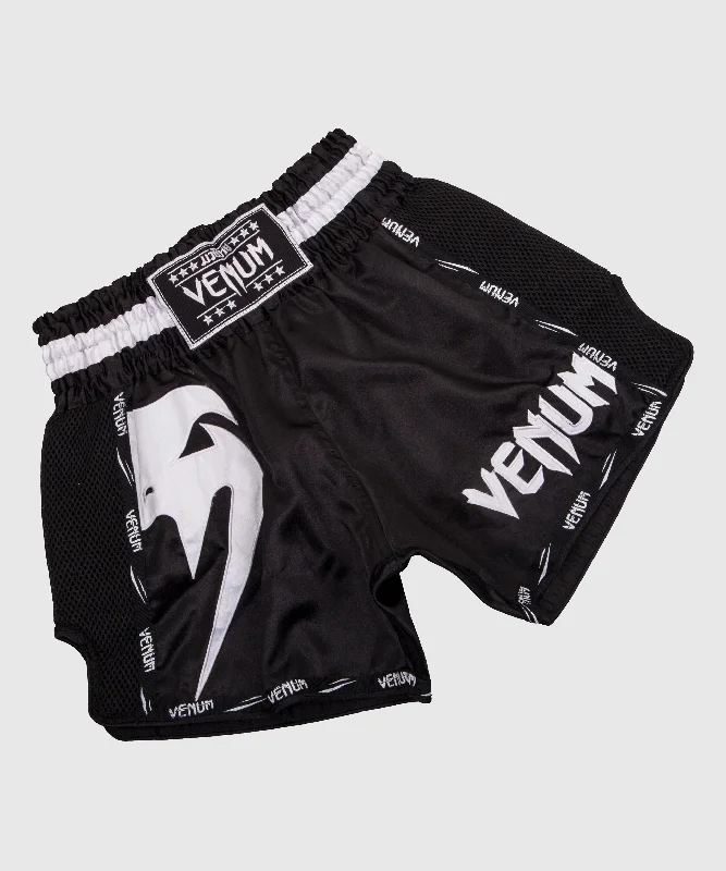 Custom Shorts for Uniforms-Venum Giant Muay Thai Shorts - Black/White