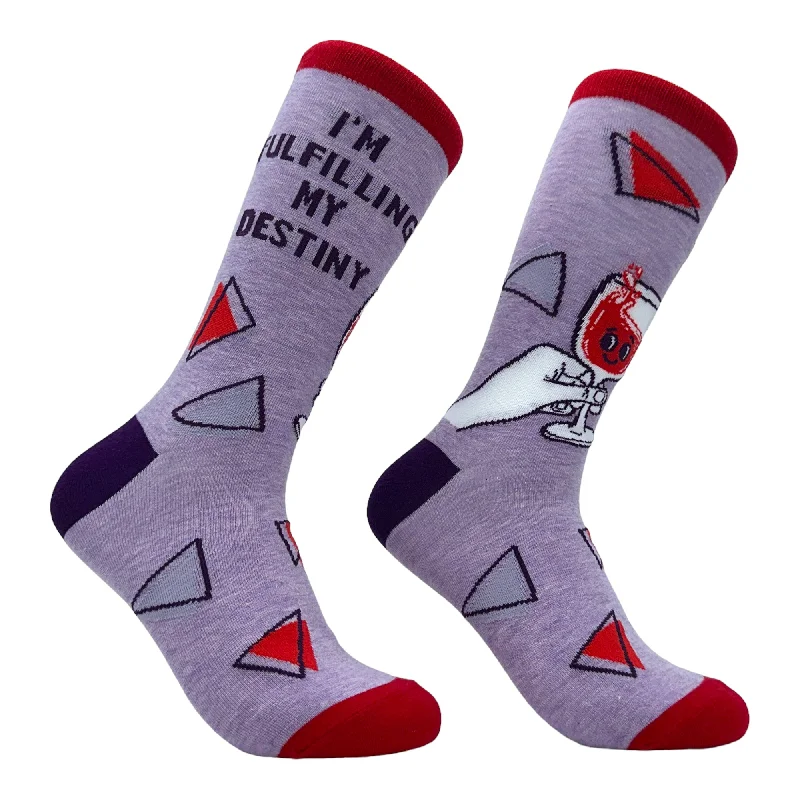 Custom Cotton Blend Socks-Women's Im Fulfilling My Destiny Wine Socks