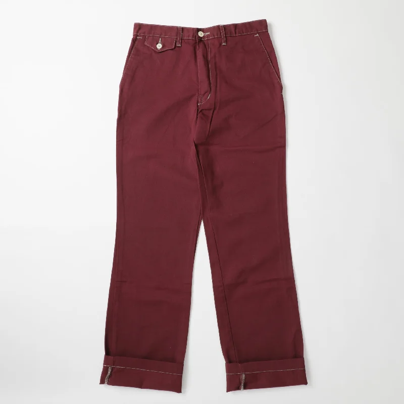 Custom Running Pants-Menpolini : cotton twill deep red pa-046 "Dead Stock"