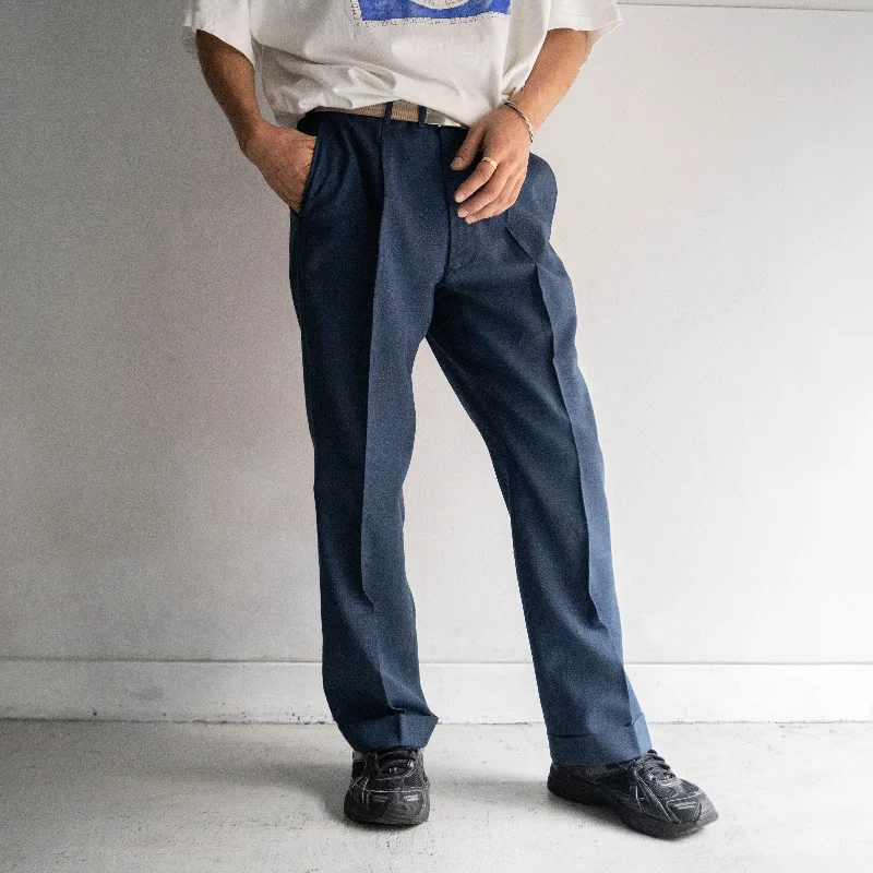 Custom Low-Rise Joggers-around 1980s japan vintage dark navy slacks -middle weight-