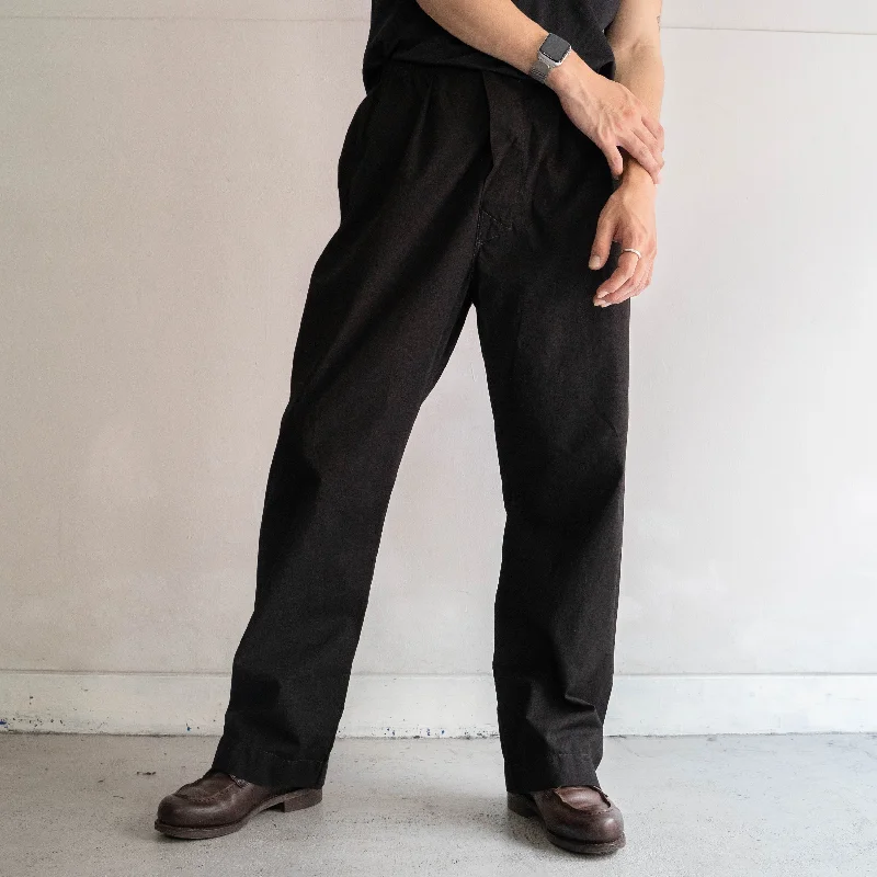 Custom Dress Pants-around 1980s Italian military sleeping easy pants ’black dyed’ -dead stock-