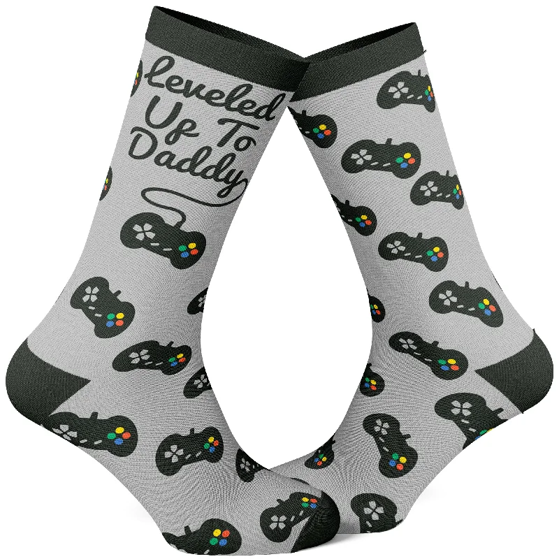 Custom Solid Color Socks-Leveled Up To Daddy Socks