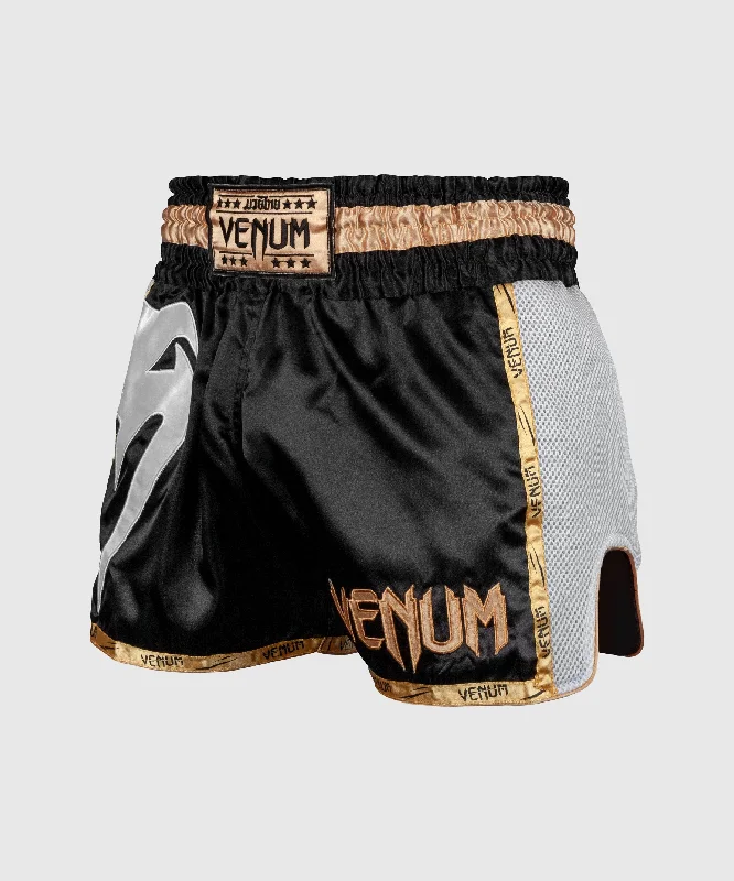 Custom Shorts for Family Photos-Venum Giant Muay Thai Shorts - Black/White/Gold