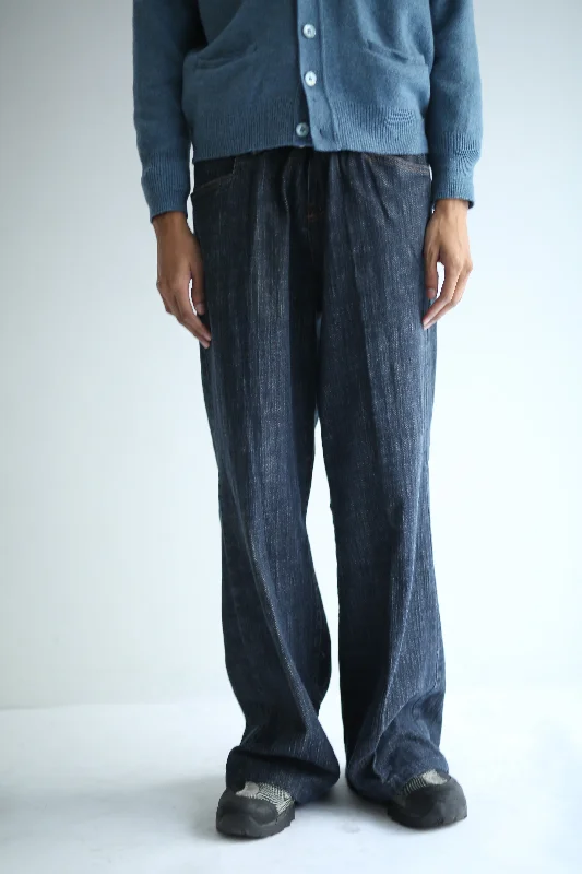 Custom Jogging Pants-90's INDIGO WIDE FLARE DENIM PANTS