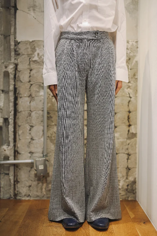 Custom Waterproof Cargo Pants-90's HOUNDSTOOTH WIDE FLARE TROUSERS