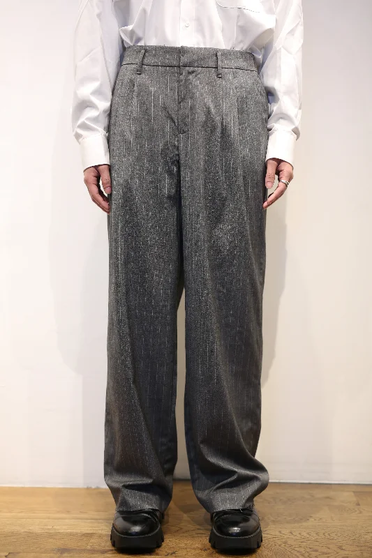 Custom Low Maintenance Pants-00's GREY STRIPED WIDE TROUSERS