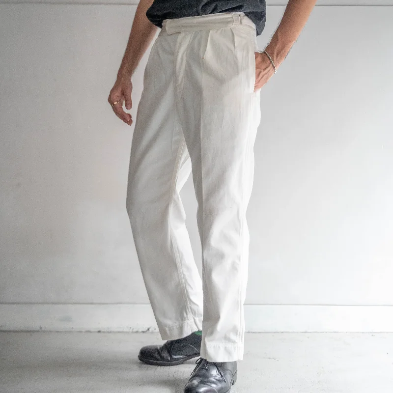 Custom Hiking Pants-1960s Royal Navy white drill chino slacks -with adjuster-