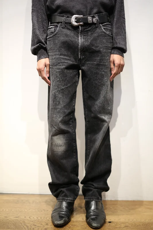 Custom Outdoor Utility Pants-90's WASHED STRAIGHT DENIM PANTS