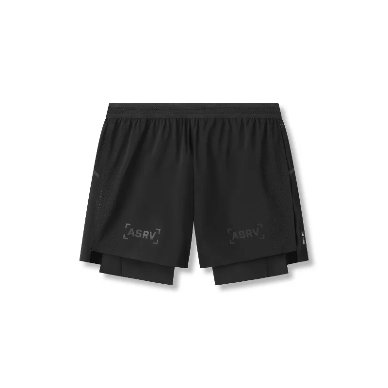 Custom Baseball Shorts-0951. Aerotex™ 4" High Split Liner Short -  Black/Black