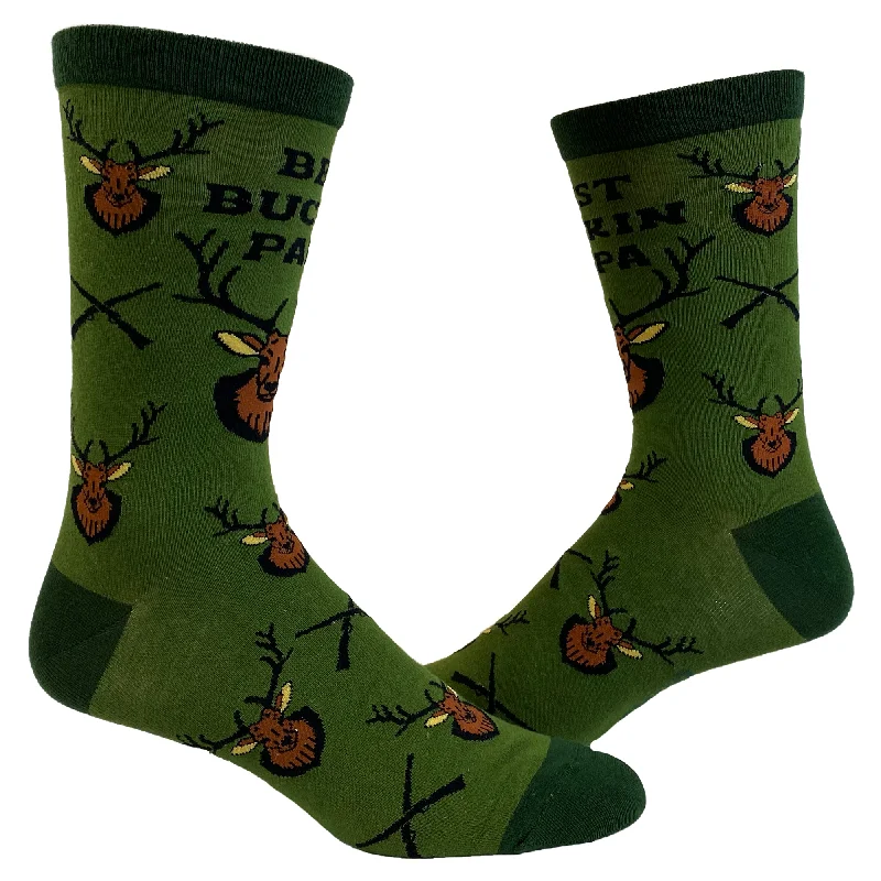 Custom Sports Logo Socks-Best Buckin' Papa Ever Socks