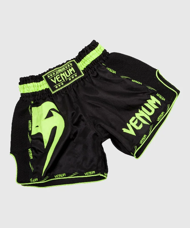 Custom Shorts for Emergency Workers-Venum Giant Muay Thai Shorts - Black/Neo Yellow