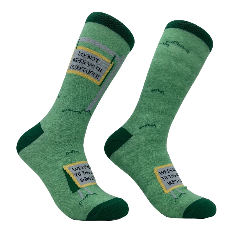 Custom Wool Socks-Women's Do Not Mess With Old People We Didnt Get To This Age By Being Stupid Socks