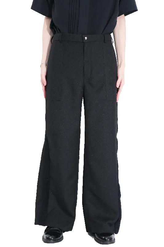 Custom Vintage Style Pants-SIDE MOHAIR WIDE FLARE TROUSERS