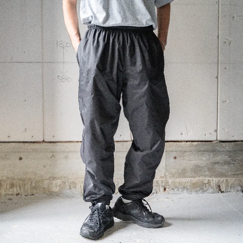 Custom Heavy-Duty Work Pants-1990-00s 'Wilson' black color nylon pants -with side zip-