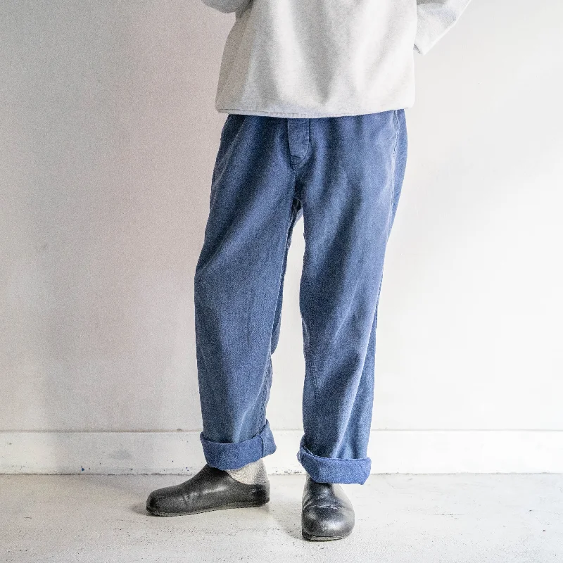 Custom Snowboarding Pants-around 1970s France blue color cotton twill work pants 'good fade'