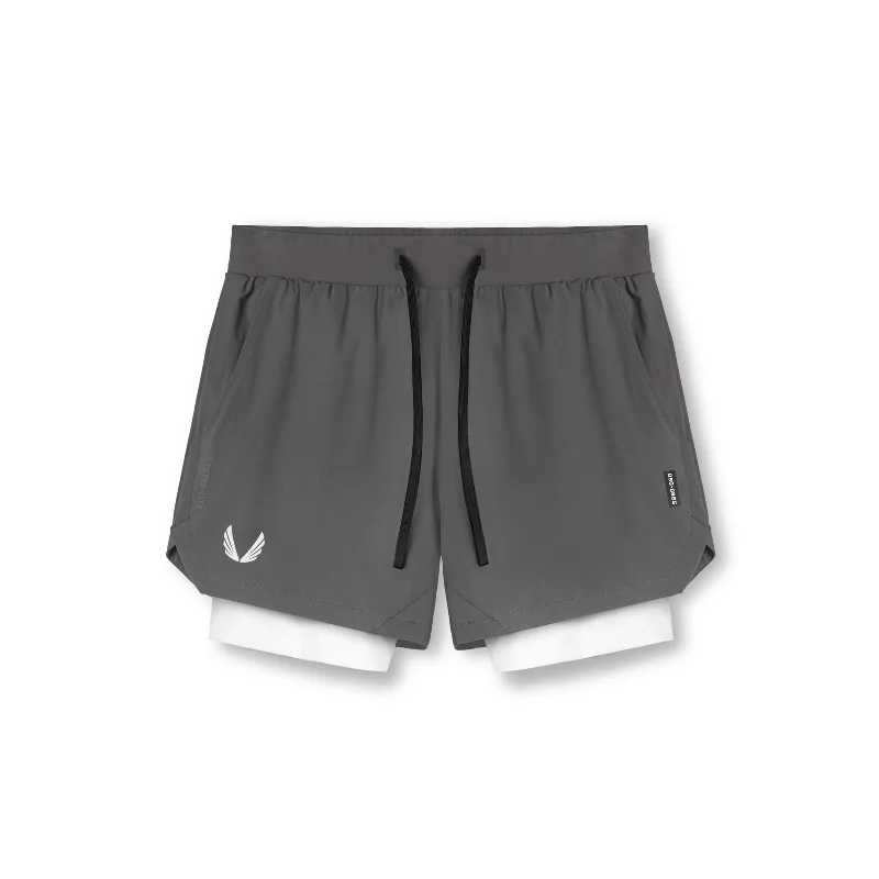 Custom Gym Shorts-0865. Tetra-Lite® 5" Liner Short - Space Grey / White / White "Wings"