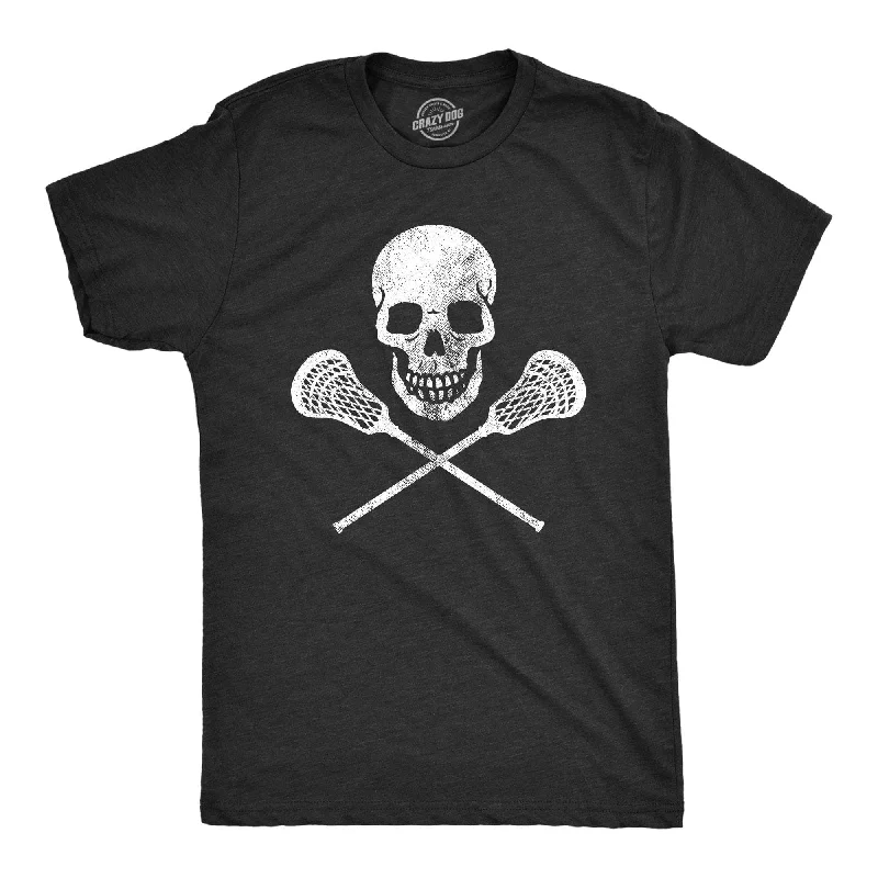 Custom T-Shirts with Retro Logos-Lacrosse Skull Men's T Shirt