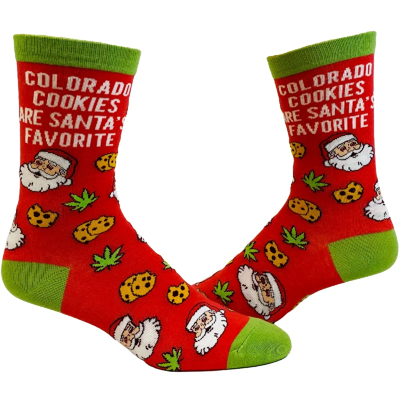 Custom Casual Socks for Women-Women's Colorado Cookies Are Santa's Favorite Socks