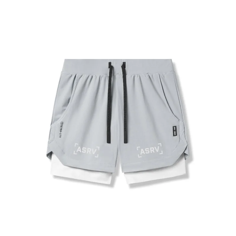 Custom Eco-Friendly Shorts-0865. Tetra-Lite® 5" Liner Short - Slate Grey "Bracket"/White