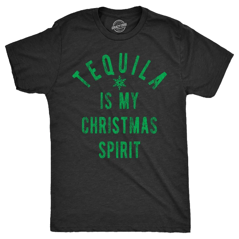 Custom T-Shirts with Breathable Fabric-Tequila Is My Christmas Spirit Men's T Shirt