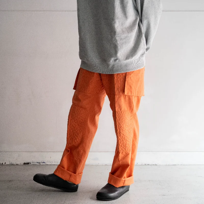 Custom Maternity Joggers-1980-90s Japan vintage fire man? orange color cargo pants