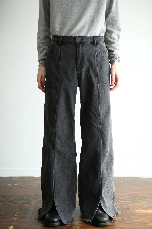 Custom Insulated Snow Pants-90's SLIT WIDE FLARE DENIM PANTS